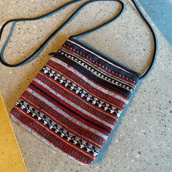 Bohemian Multicolored Striped Knit Lightweight Mini Crossbody Bag - Picture 5 of 12